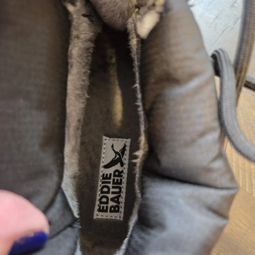 Eddie Bauer Balasana Faux Fur Lined Winter Boots - Grey / Black - Size 8